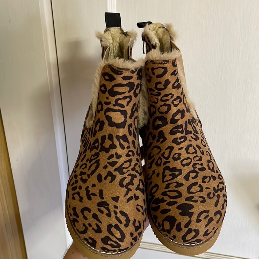 Cheetah print booties